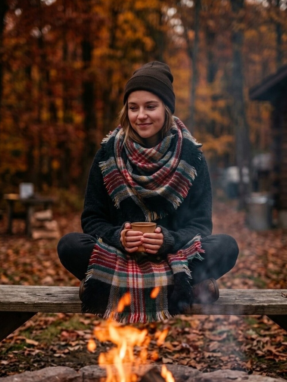 Cabincore Plaid Large Blanket Scarf